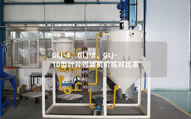 GLJ-4、GLJ-8、GLJ-10型叶片过滤机价格对比表 GLJ-4、GLJ-8、GLJ-10型叶片过滤机价格对比表